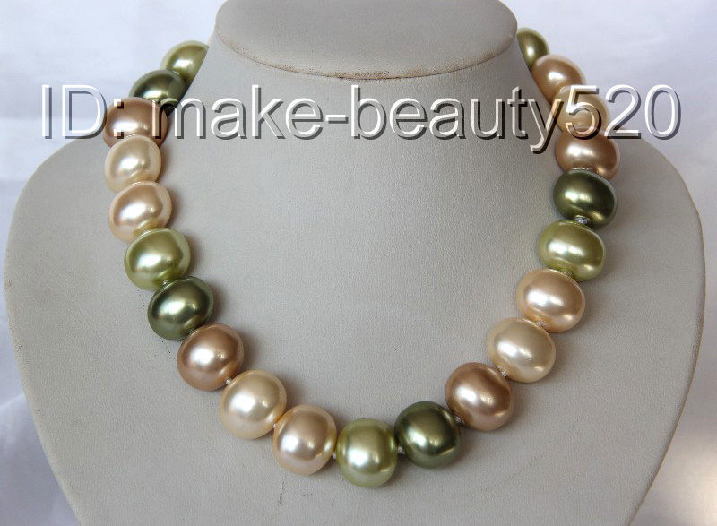  ū 19mm ٷũ      ٴ    s1954/stunning big 19mm baroque multicolor south sea shell pearl necklace s1954